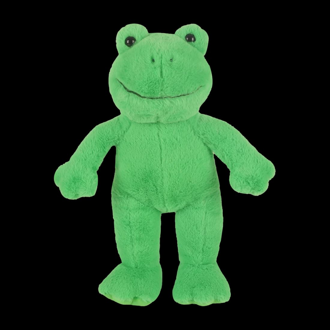Frog, grenouille en peluche vert vif au grand sourire